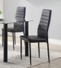 Modern Style Black Metal Finish Side Chairs 2pc Set Faux Leather Upholstery Contemporary Dining Room Furniture