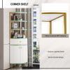 74.8" Tall Modern Corner Bookshelf,Fan-Shaped bookcase with 1 Drawer and 2 Doors ,Wooden Standing Corner Shelf with Gold Metal Frame for Living Room,H